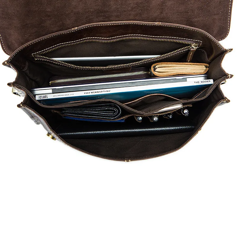 PNDME high quality business casual genuine leather men's briefcase simple office handmade soft cowhide hasp laptop bag work bags