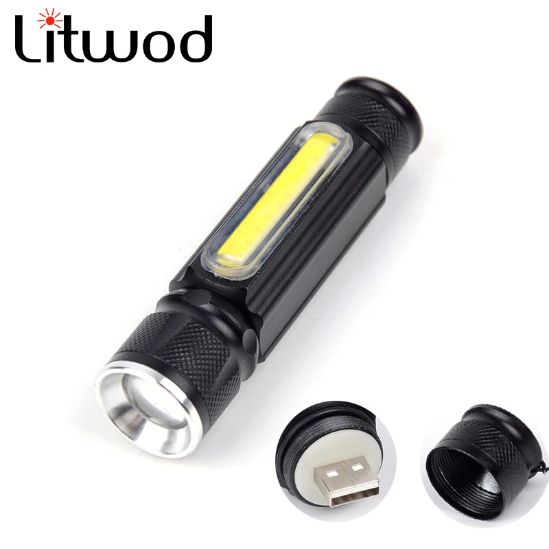 Litwod z20516 светодио дный фонарик 4000LM XM L T6/COB Масштабируемые 3 режима Алюминий Lanterna