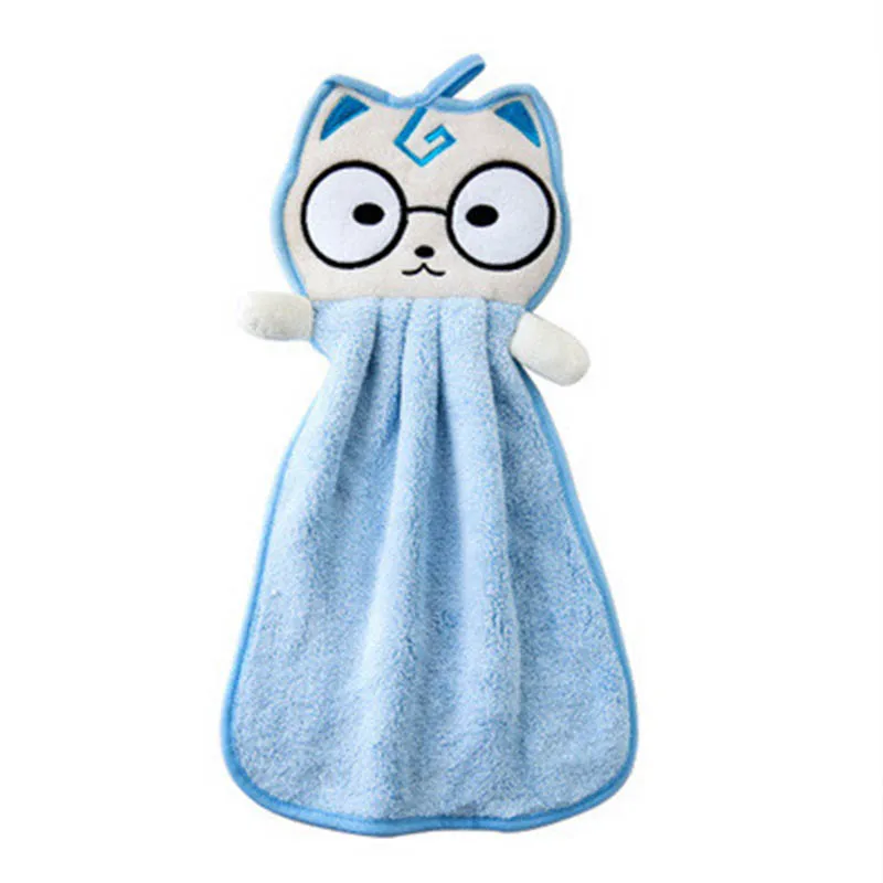 blue cat Носовой платок мочалки кухонные подвесные полотенца Терилен Dishcloths мягкие милые Мультяшные салфетки для рук полотенце - Цвет: blue cat