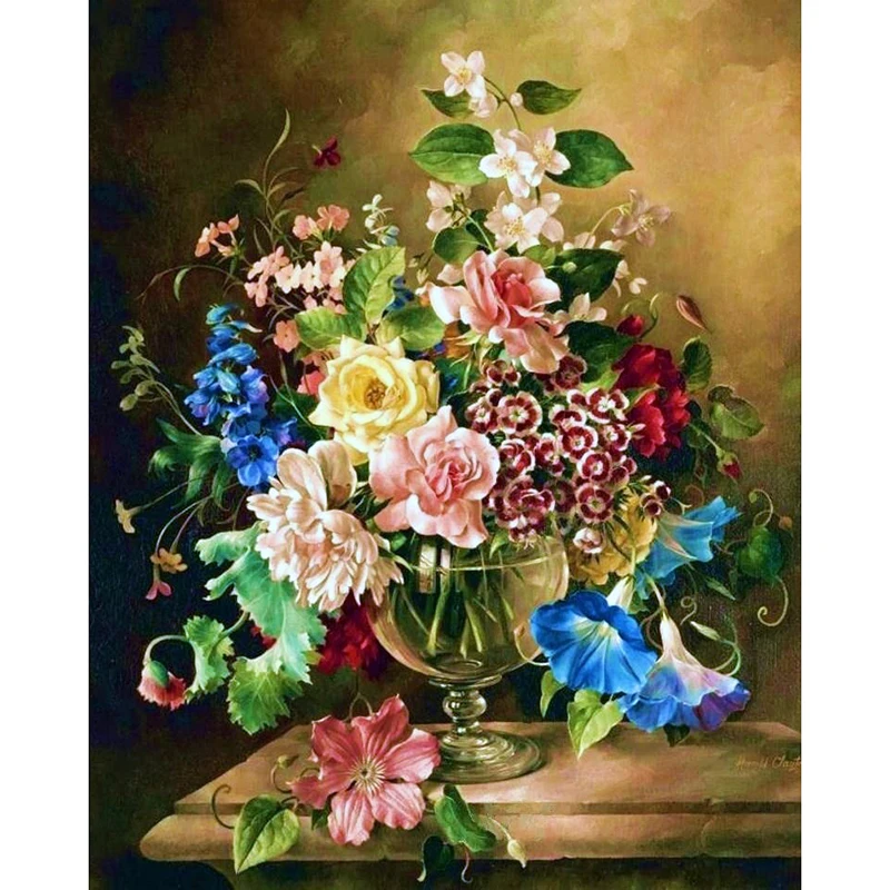 5D DIY полный квадратный/круглый дрель алмазов картина вышивки крестом Розы и Ирисы