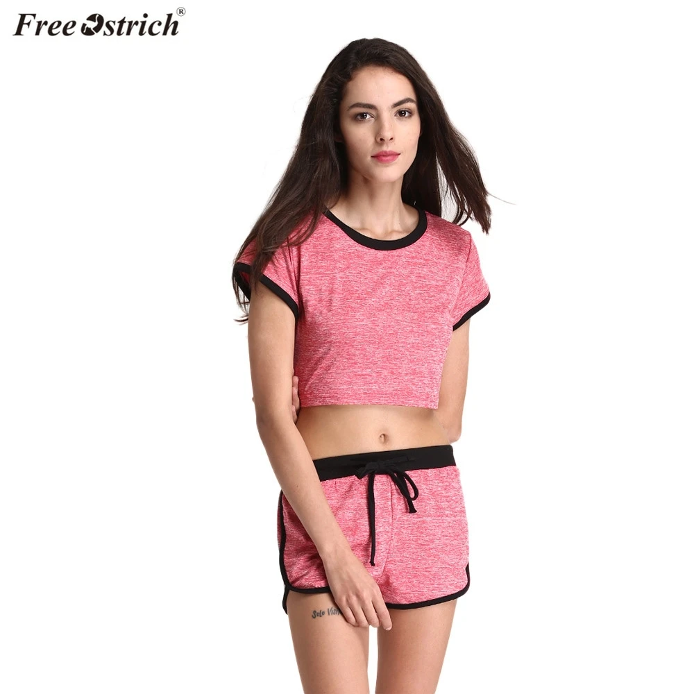 FREE OSTRICH Women Casual Athletic Gym Fitness Loose shorts Set pant suits for women 2 piece sets 2019 FEMME|Спортивные костюмы| |