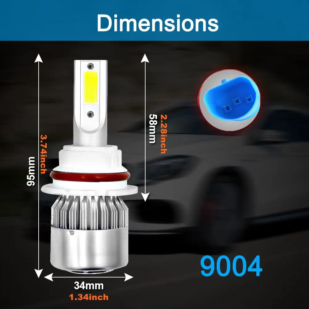 Ароуз 72W фары для 8000LM COB C6 светодиодный головной светильник 6000K H1 H3 H4 H7 H11 880 9004 9005 9006 9007 автомобильная светодиодная лампа для фары DC12v Противотуманные фары Дневные Фары Светильник
