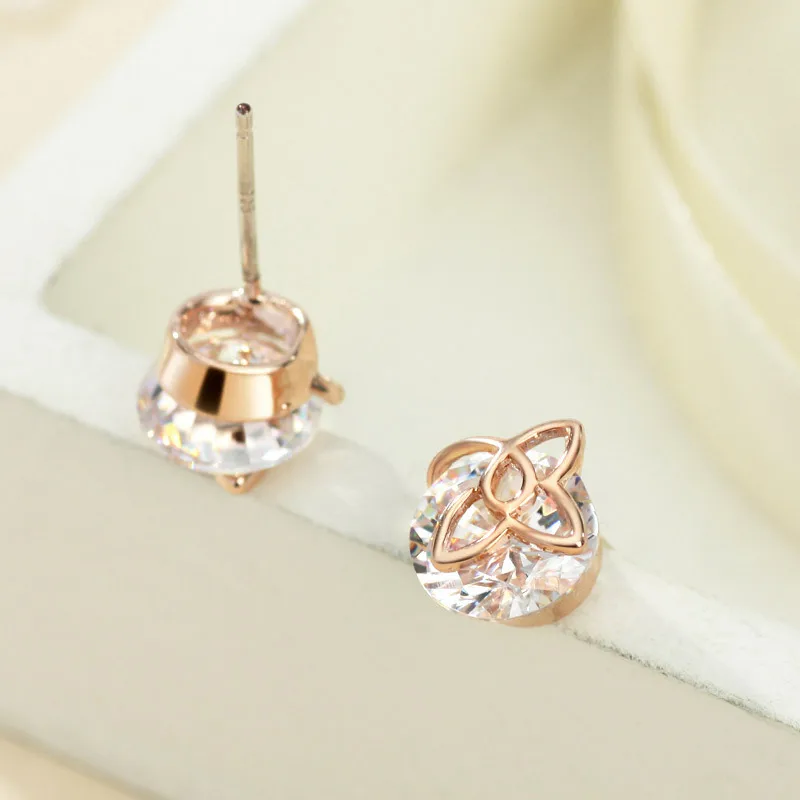 Серьги гвоздики Neoglory в форме цветка цвета розового золота для женщин модные