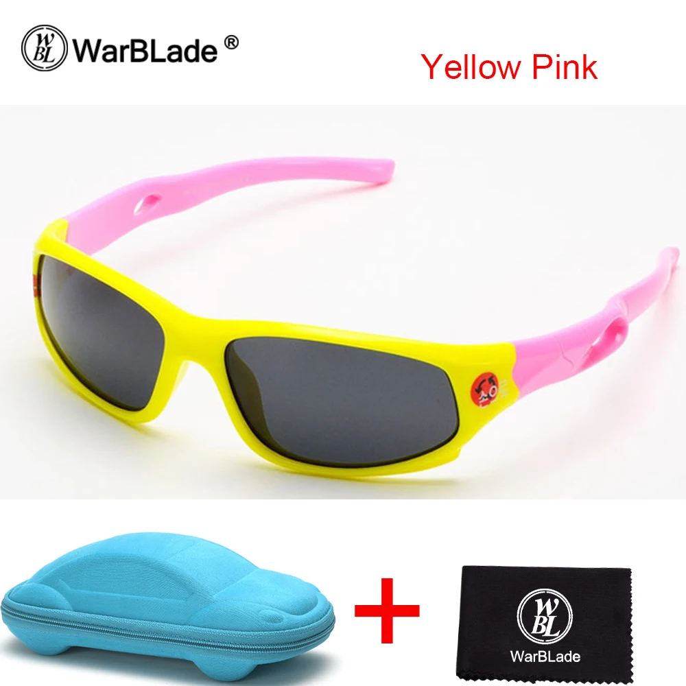 yellow pink Велосипедные очки TAC гибкие детские солнцезащитные очки Поляризованные спортивные солнцезащитные очки для мальчиков и девочек УФ очки Gafas De Sol с Чехол - Color: yellow pink