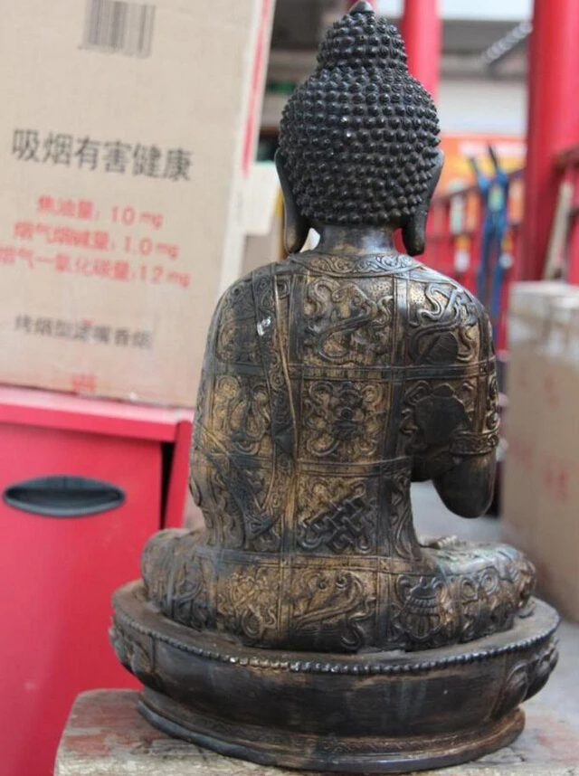 Коллекционный Бронзовый Статуя Льва S0416 18 медная Бронзовая статуя Тибета Будды