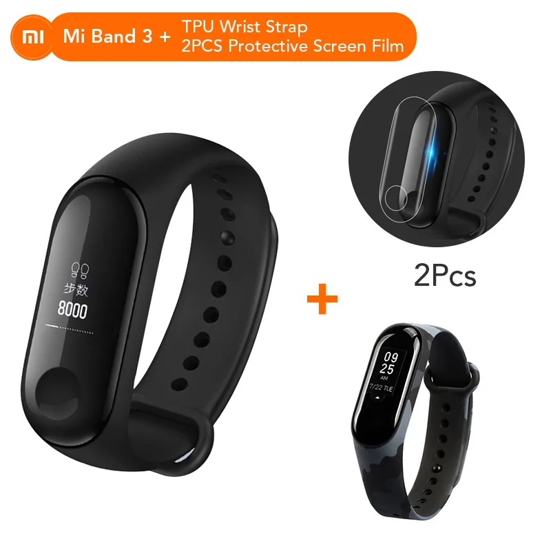 Add NO.12 Strap Xiaomi mi-браслет 3 Xio mi пульсометр Bluetooth 4,2 умный спортивный браслет OLED mi band 3 Smartband разноцветные ремни - Цвет: Add NO.12 Strap