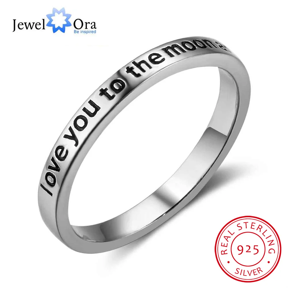 Женское серебряное кольцо с надписью I Love You To The Moon and Back|925 sterling silver ring|sterling ringsrings for