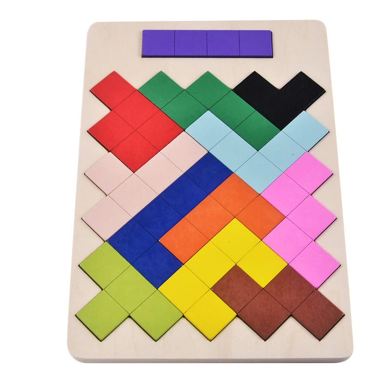 Деревянный Тетрис умный квадратный пароль собранный Tangram Brain-Teaser 3D пазл