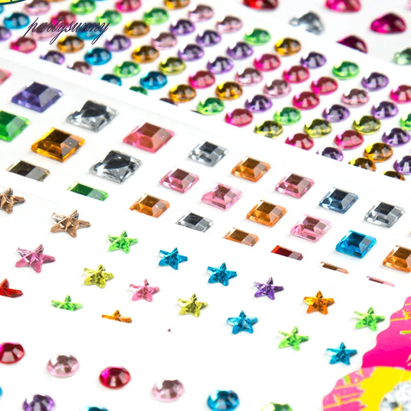 PF Дети Цветок Наклейки Акриловые Кристаллы Стразы Аппликации Клей Glases Flatback Бисер