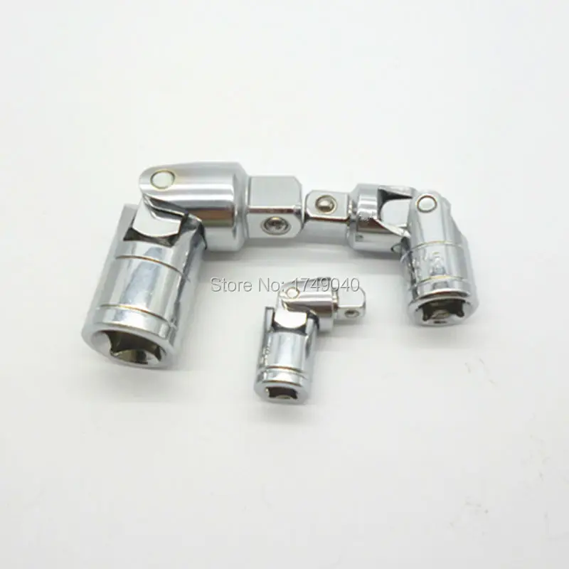 3 Pc 1/4&quot 3/8&quot 1/2&quot Universal Joint Set Ratchet Angle Extension Bar 4 Square Drive Sockets Adapt Bendy Flexible |