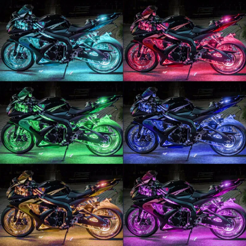 12x светодиодсветодиодный неоновая лампа для мотоцикла RGB с голосовым управлением
