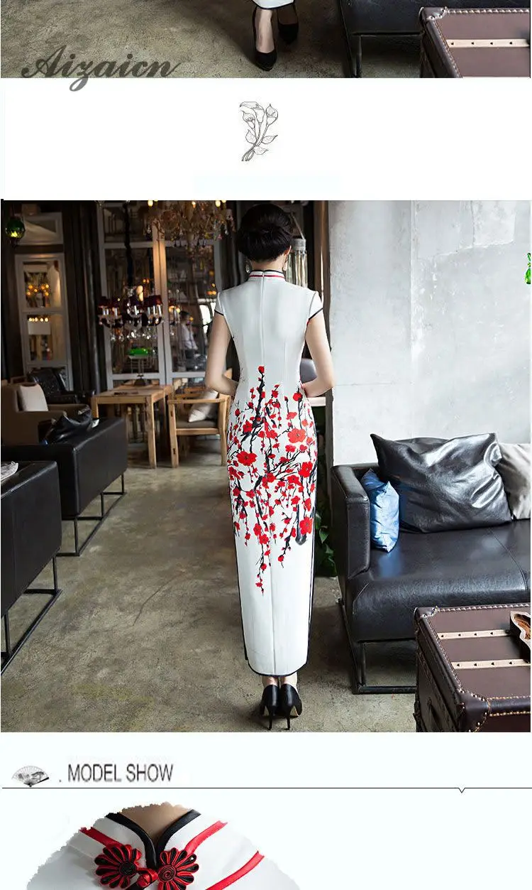 Китайское традиционное женское платье Cheongsam с красным цветком, китайское традиционное платье в восточном стиле, китайский магазин одежды