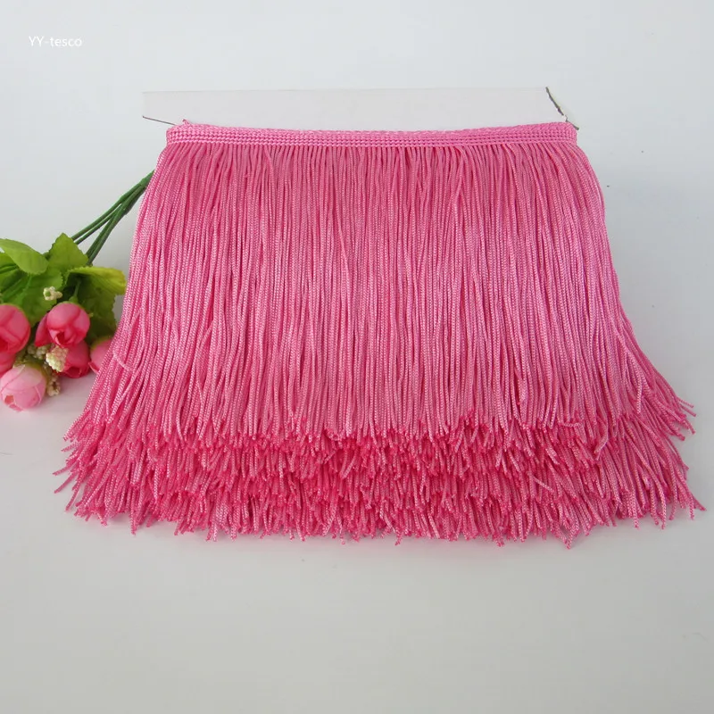 Pink YY-tesco 1 м длиной 15 см кружевная бахрома отделкой кисточками золотой бахромой горный хрусталь отделка для латиноамериканских танцев платье для сцены, одежда кружевные аксессуары лента - Цвет: Pink