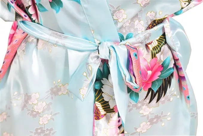 Небесно голубое китайское женское шелковое вискозное мини платье сексуальное