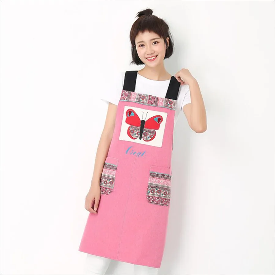 

Lady Women Men Cotton Linen Apron Oil-proof Cooking Baking Kitchen Adult Fashion Sleeveless Aprons KOREA Style Kitchen Utensils