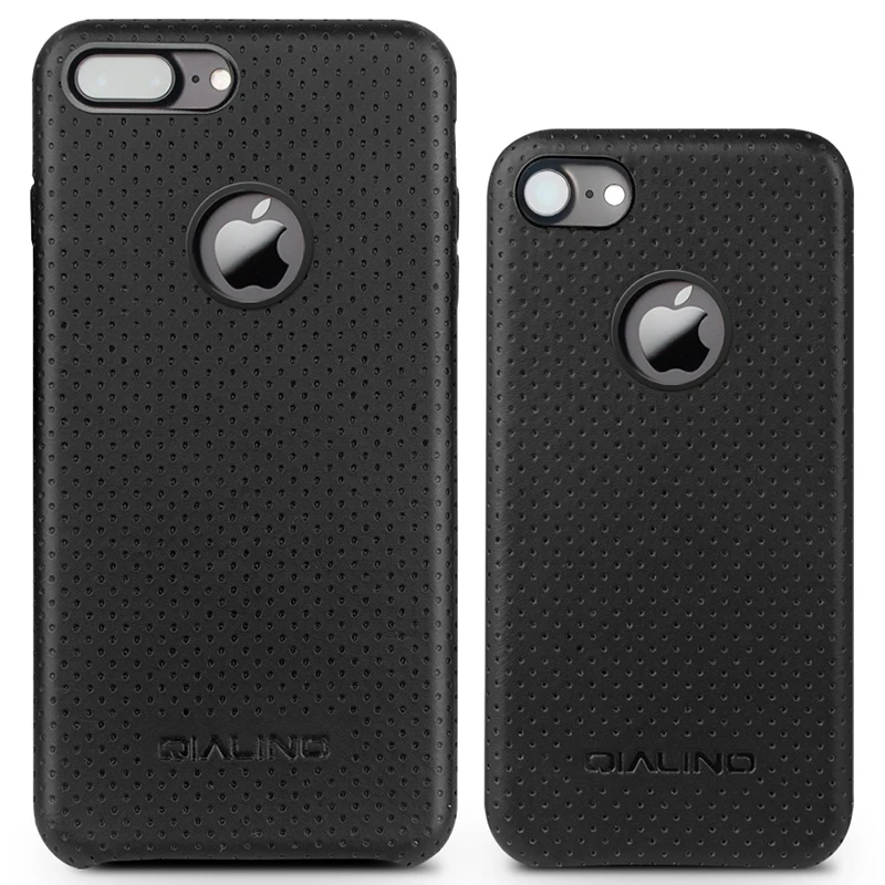 QIALINO Модный чехол из натуральной кожи для iPhone8 Роскошный ультра тонкий черный