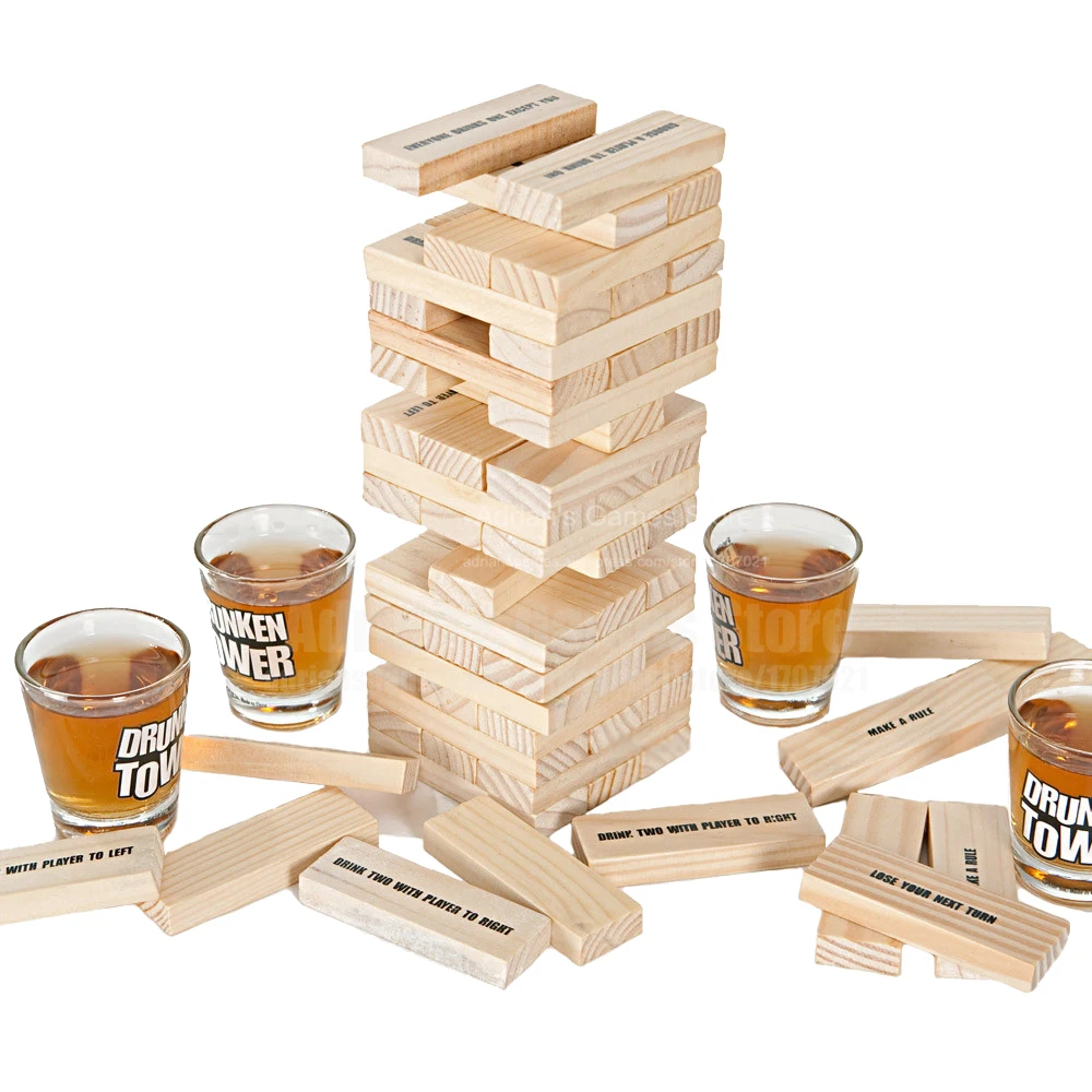 Пьяная башня Jenga игры питьевые бинго Рождественский подарок Ночной клуб