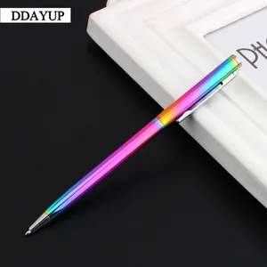 1 шт. Радужная красочная шариковая ручка стержень из нержавеющей стали вращающаяся Металлическая Шариковая ручка Канцтовары шариковая ручка 1 мм офисные и школьные принадлежности