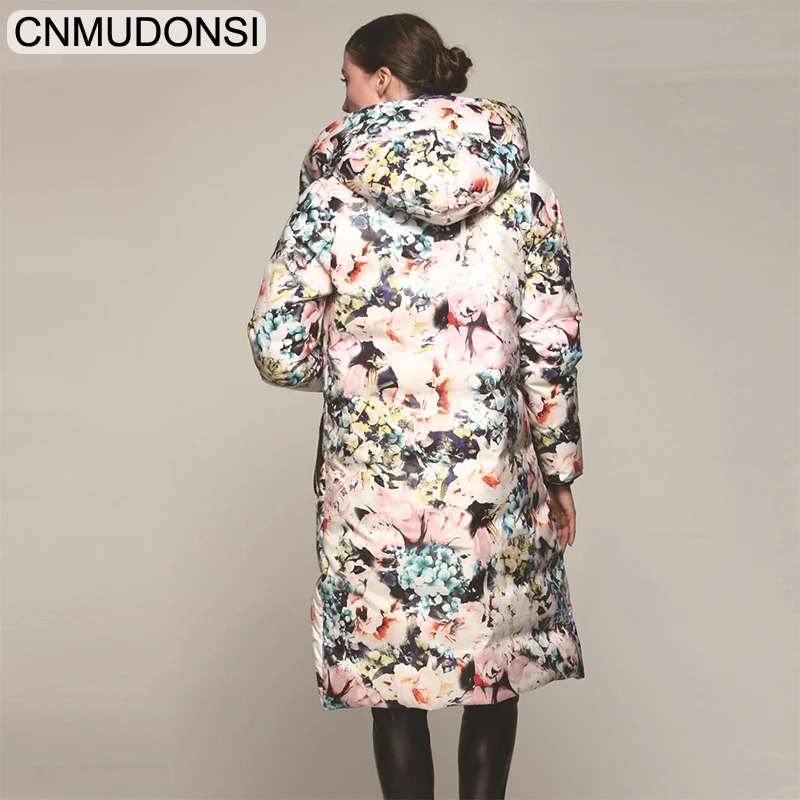 

DMLFZMY Women 2019 Winter Hooded Long Down Jacket Coat Female Fashion European Large Size Warm Snow Outerwear Clothing