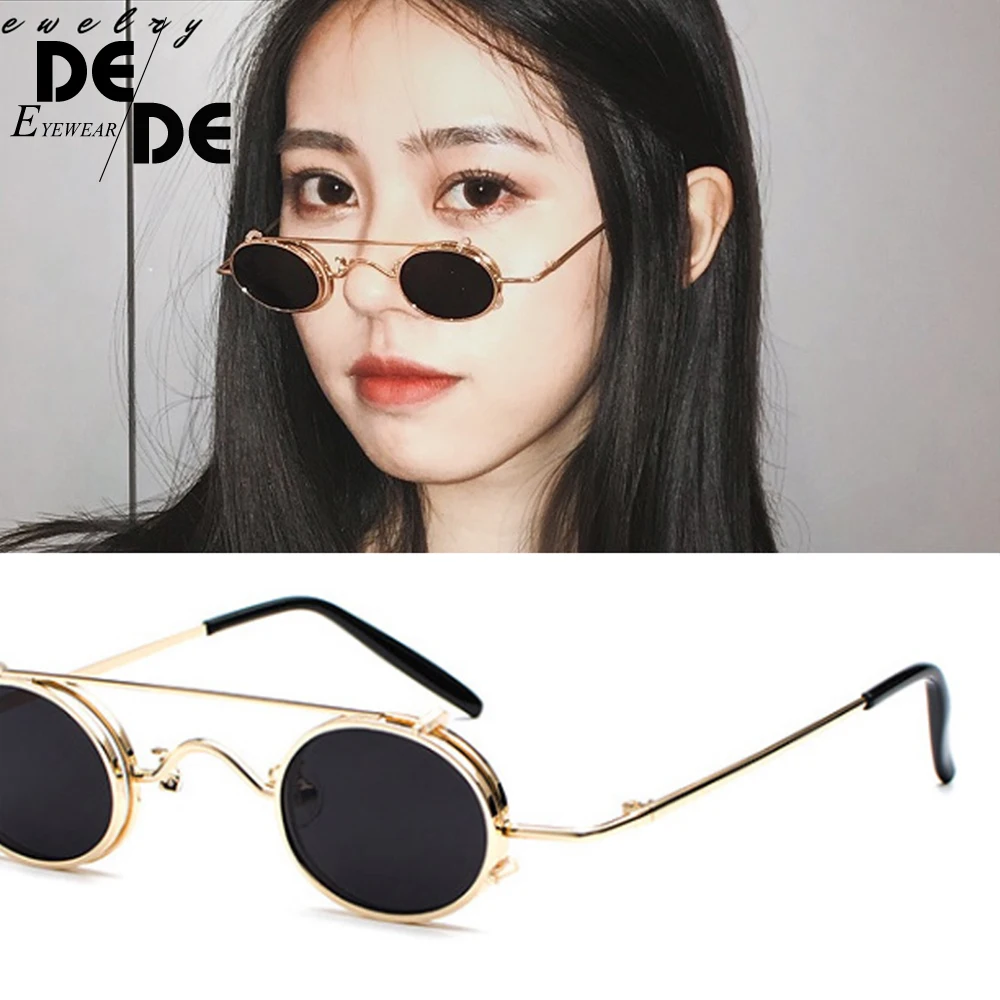 

Маленькие овальные солнцезащитные очки, Женские Ретро Винтажные Солнцезащитные очки в металлической оправе, серебристые, золотистые, черн...