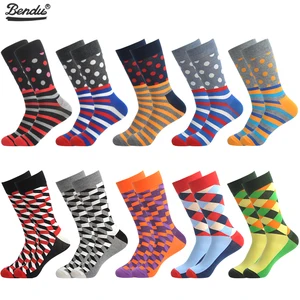 Мужские носки BENDU 10 парлот, модные забавные цветные длинные носки из чесаного хлопка, носки для счастливой свадьбы, повседневные носки для делового платья