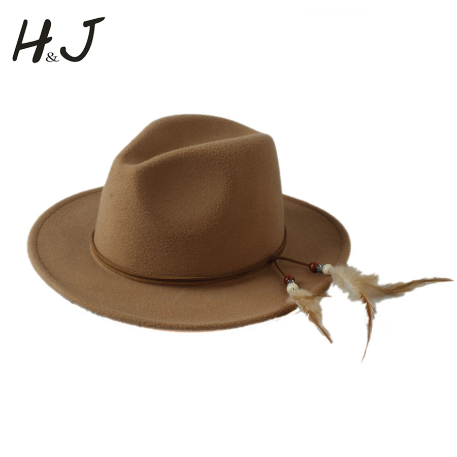 Женская шерстяная Панама унисекс 100% шерсти шляпа с повязкой на голову джазовая