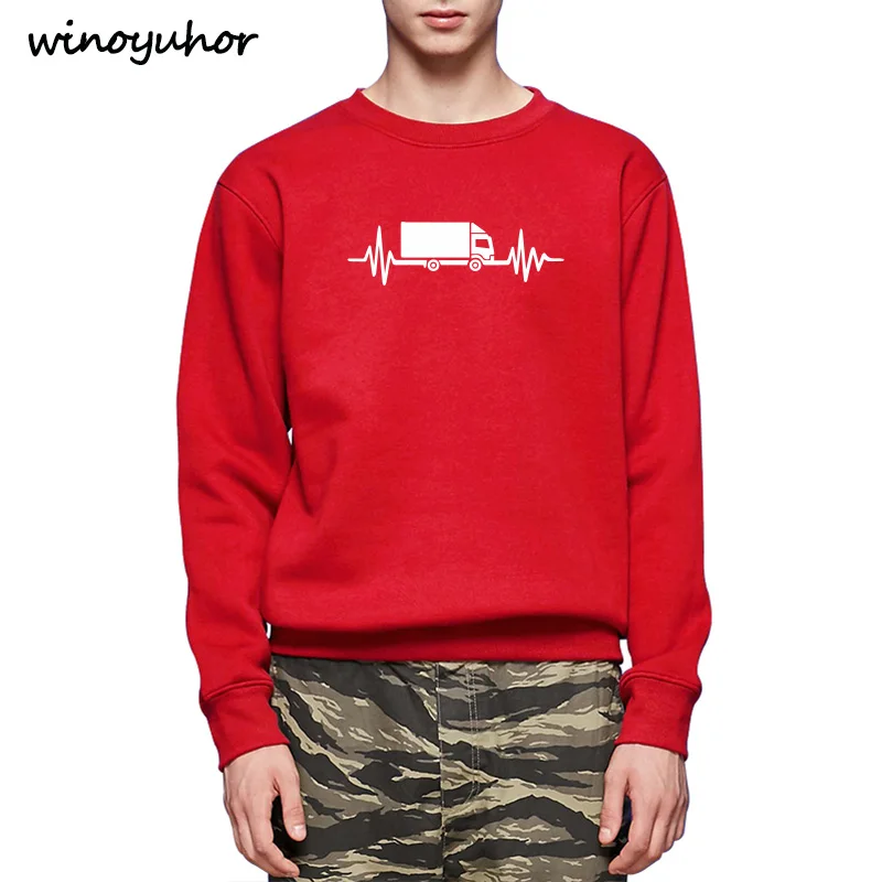 Новые зимние модные мужские толстовки с принтом сердцебиение грузовика