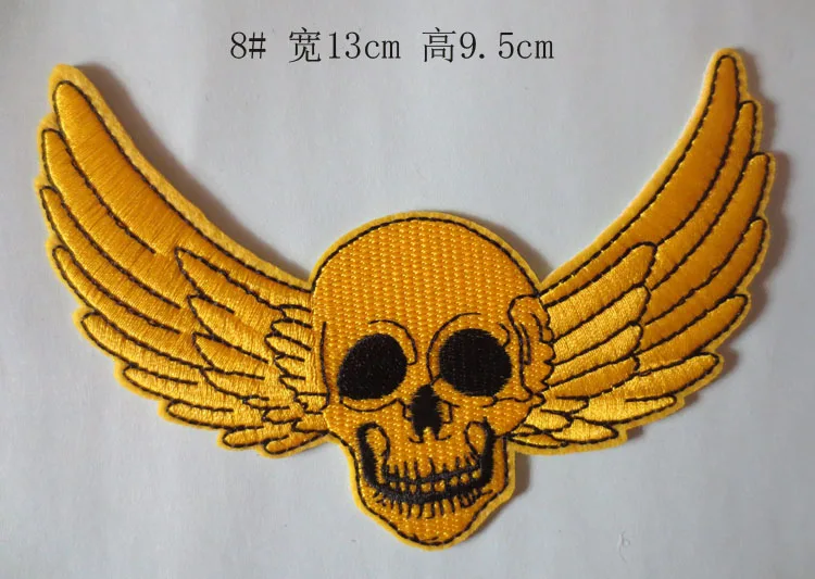 Изысканные вышитые нашивки с летающим черепом для куртки жилет спины