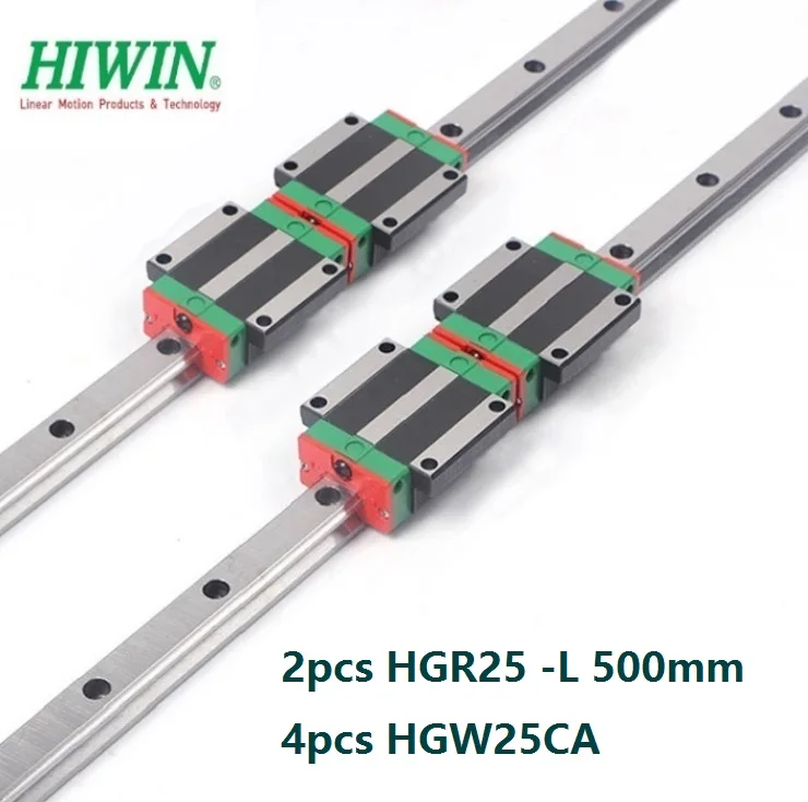 

Оригинальная направляющая Hiwin HGR25 -L 500 мм, 2 шт., линейная направляющая + фланцевые блоки HGW25CA HGW25CC для фрезерного станка с ЧПУ, 4 шт.