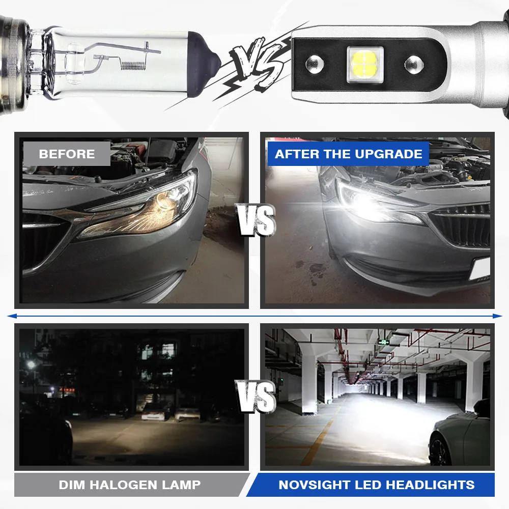 NOVSIGHT lampada led 9005 hb3 Высокая мощность Автомобильные светодиодные фары без ошибок 60