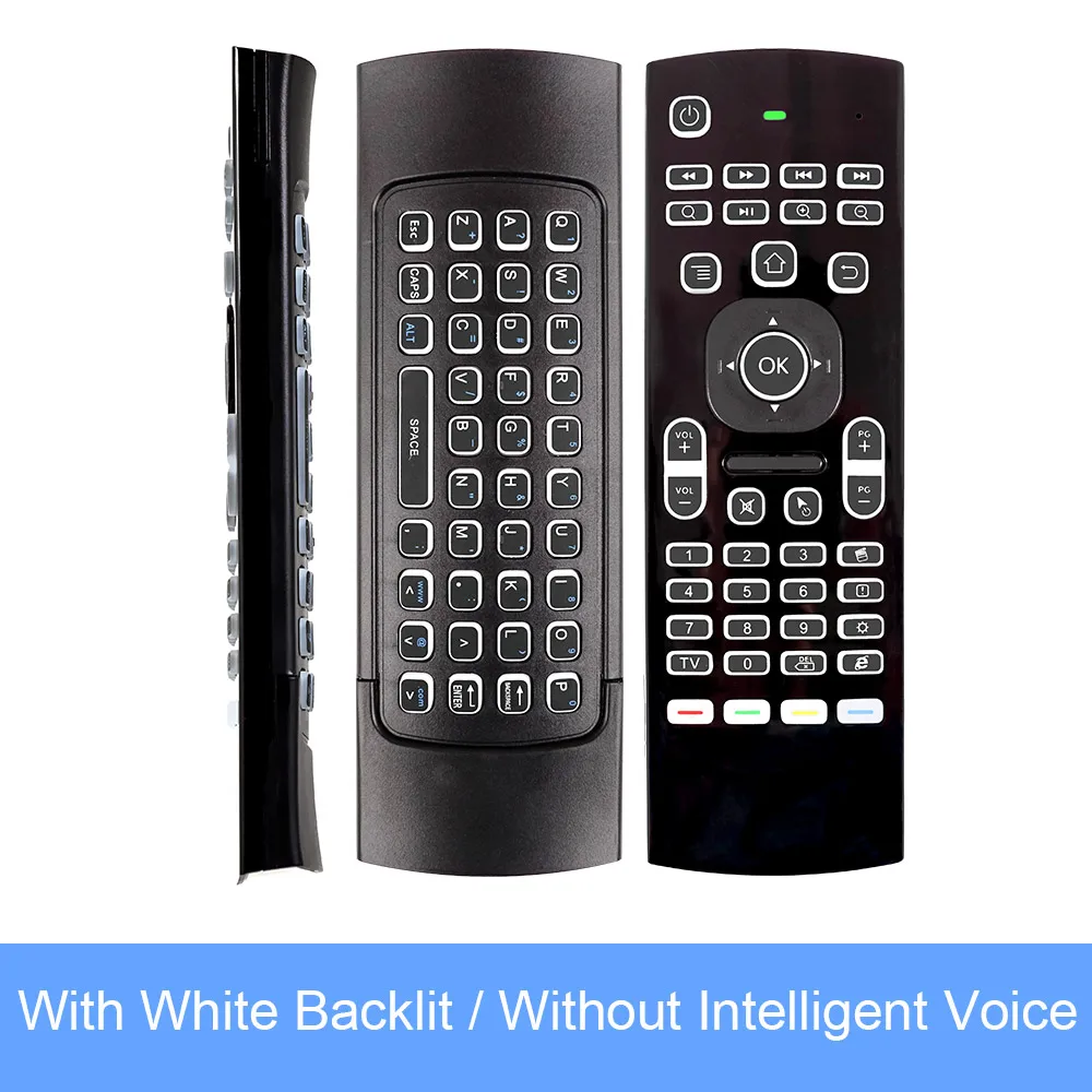 with backlit no mic MX3 воздушная мышь с подсветкой T3 умный пульт дистанционного управления 2,4G RF беспроводная клавиатура с голосовым микрофоном для X96 tx3 H96 для Android tv Box - Цвет: with backlit no mic