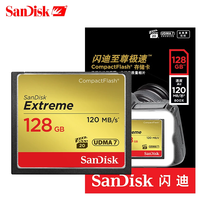 Sandisk Extreme Compactflash карта памяти 128 Гб 64 ГБ 32 CF высокая скорость 120 МБ/с./с поддержка 1080P