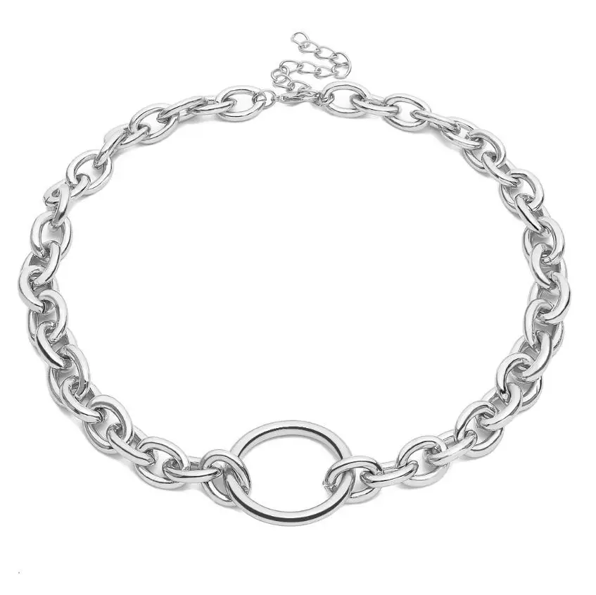 Silver Necklace KMVEXO панковские толстые цепи женские винтажные массивные Ювелирные наборы золото серебро воротник свитер с чокером ожерелье набор подарок Ne+ BR - Окраска металла: Silver Necklace