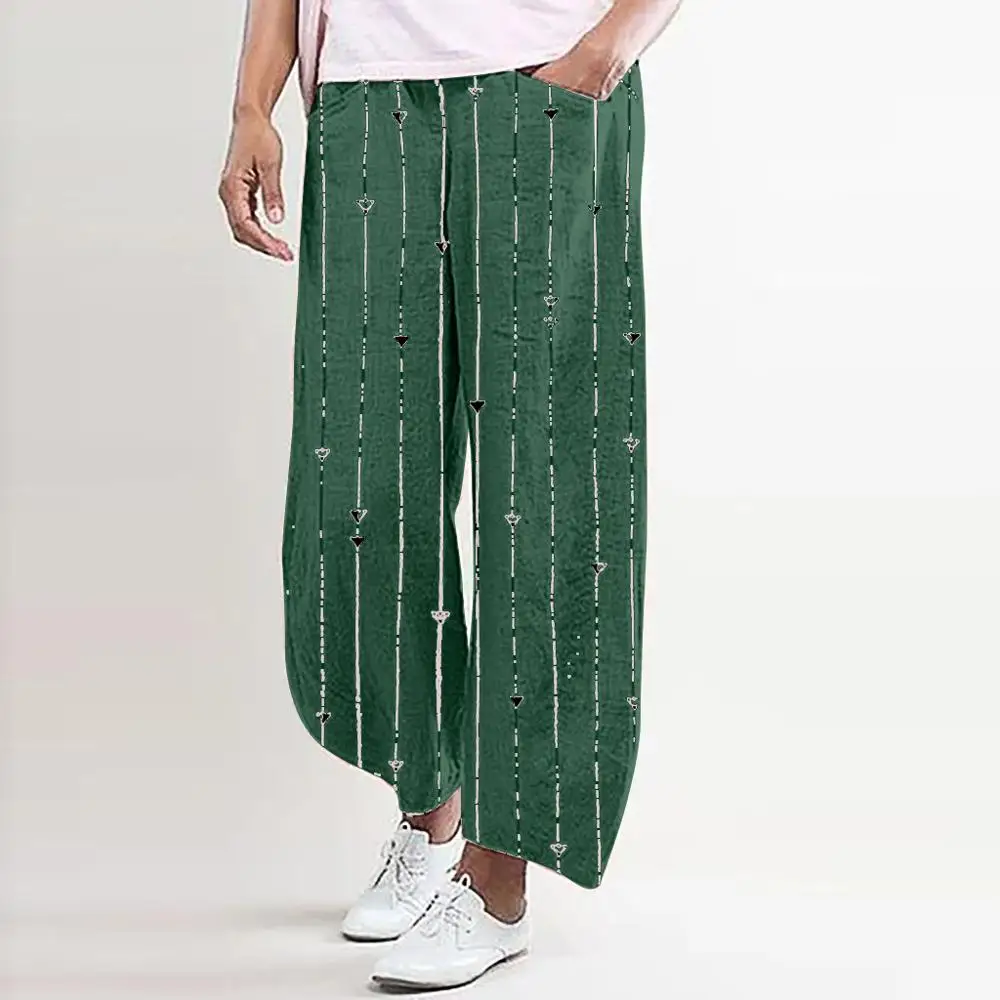 Женские штаны с девятью минутами повседневные широкие брюки в полоску