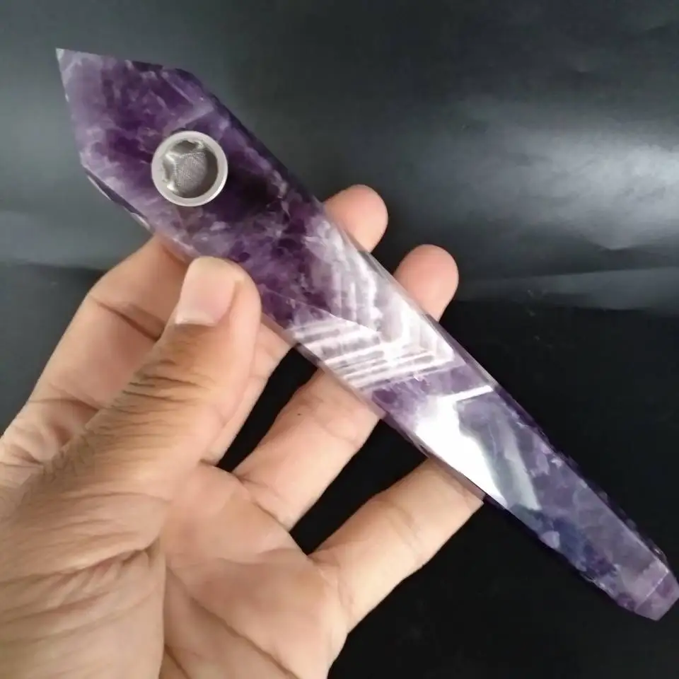 

7in Length Natural Dream amethyst Quartz FULL LIGHT Crystal Pipe Pure Healing point