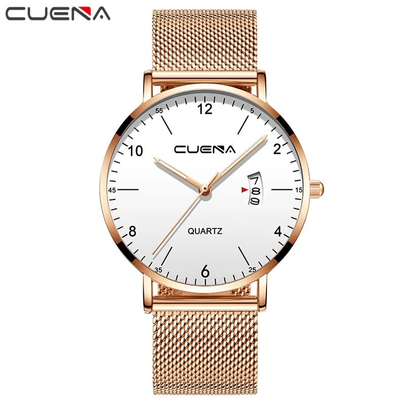 Rose White Мужские деловые мужские часы модные классические образцы Reloj кварцевые наручные часы из нержавеющей стали мужские часы relogio masculino подарок - Цвет: Rose White
