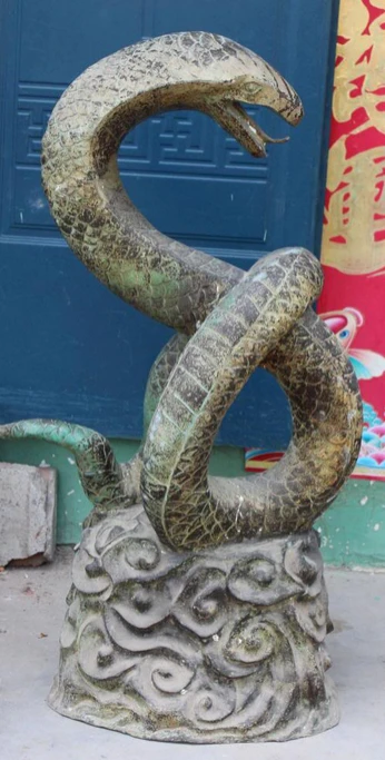 bir 003999 41&quot Huge Chinese Bronze Statue Phylactery Animal Snake Ophelia Snakes Serpent Sculpture | Дом и сад