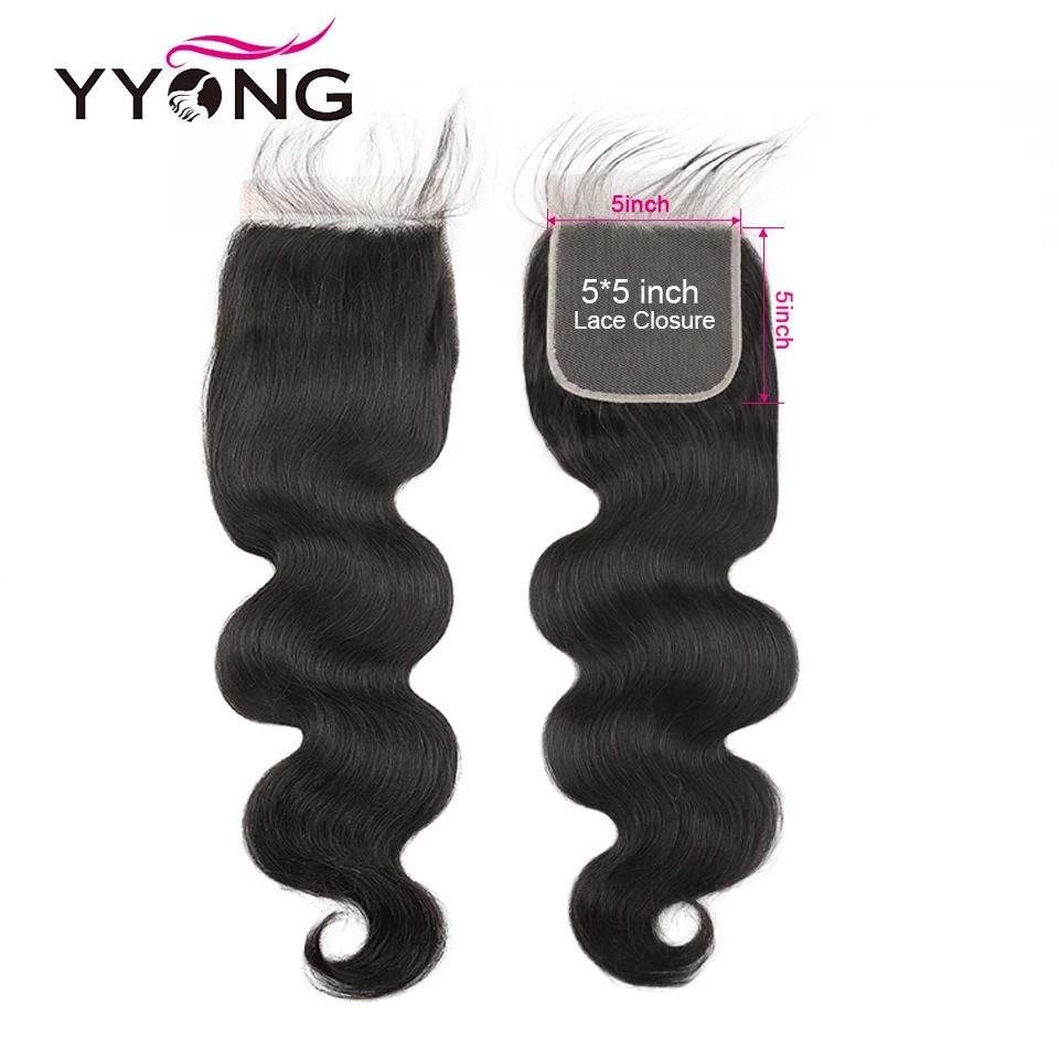 Yyong Hair 5x5 Lace Closure Brazilian Body Wave 8-20 Inch Free Part Remy Human Hair Closure Free Shipping