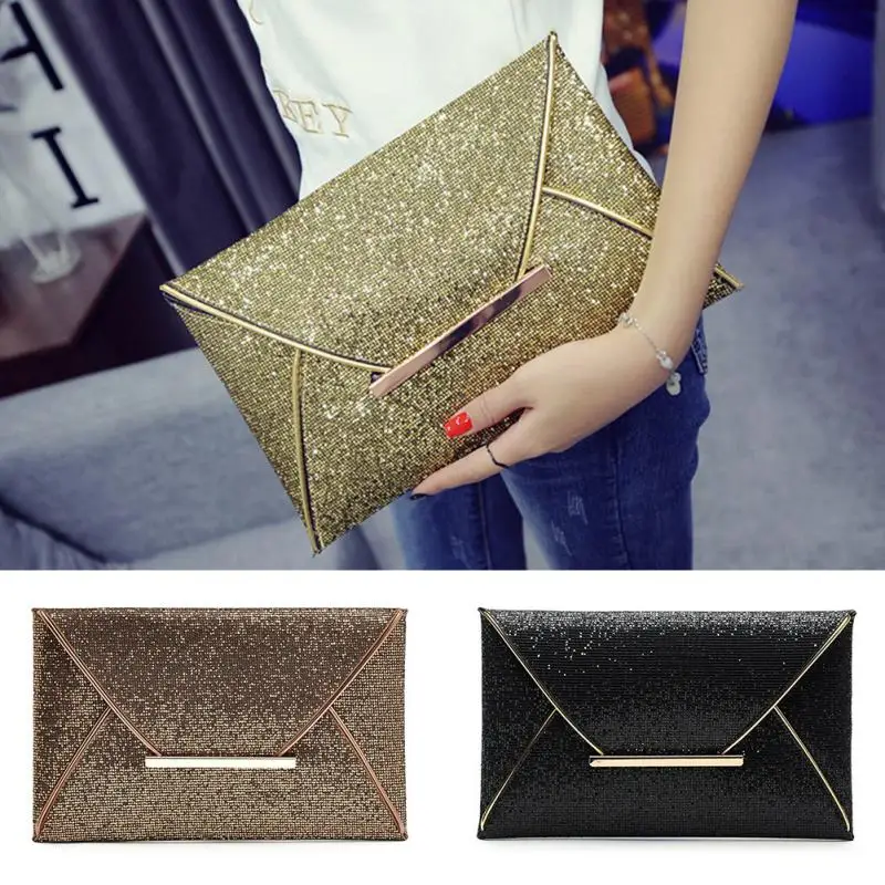 

Women Evening Bag Party Envelope Clutch Handbag Glitter Sequins Sparkling Banquet Glitter Bag For Ladies Girls Wedding Clutches