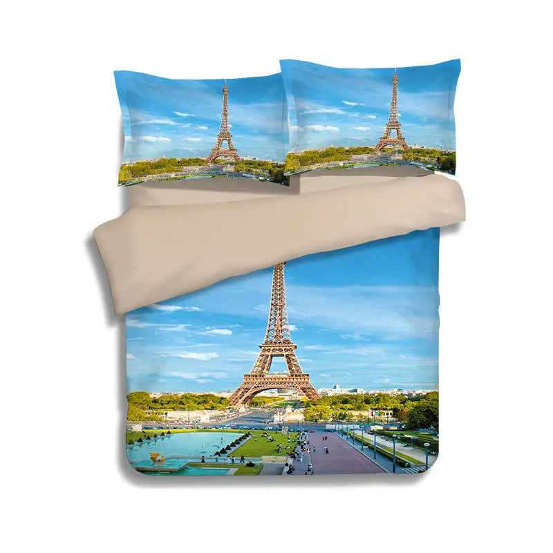 Комплект постельного белья с изображением Эйфелевой башни 3 предмета|bed linen|king size