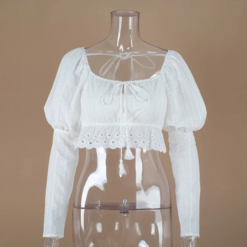 Vintage Square Collar Women Blouse Shirt White Long Sleeve Womens Tops and Female Tunic Blouses 2019 Spring Summer |