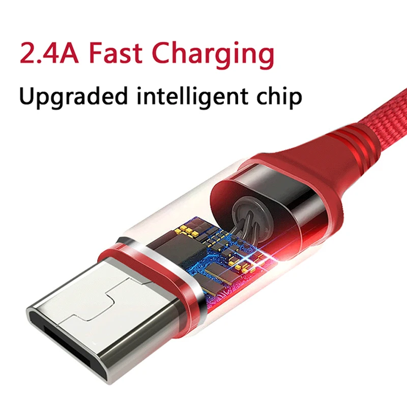 Rosinop 2.4A нейлоновый кабель для быстрой зарядки iphone 7 plus 8 xs max Android OTG Micro USB шнур