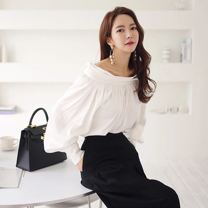 Женский комплект из 2 предметов элегантная белая свободная пикантная рубашка с