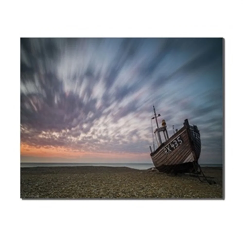 Seaside Sandy Boat Sky Rising Sun Print On Canvas Home Decor Wall Artwork Painting Pictures for Living Room Decoration | Дом и сад
