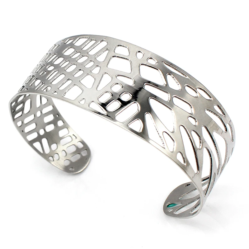 New Design Stainless Steel Trendy Plant Leaf Bangles Bracelets circlets Silver Gourmettes for Women wholesale jewelry|bangle wood|bracelet