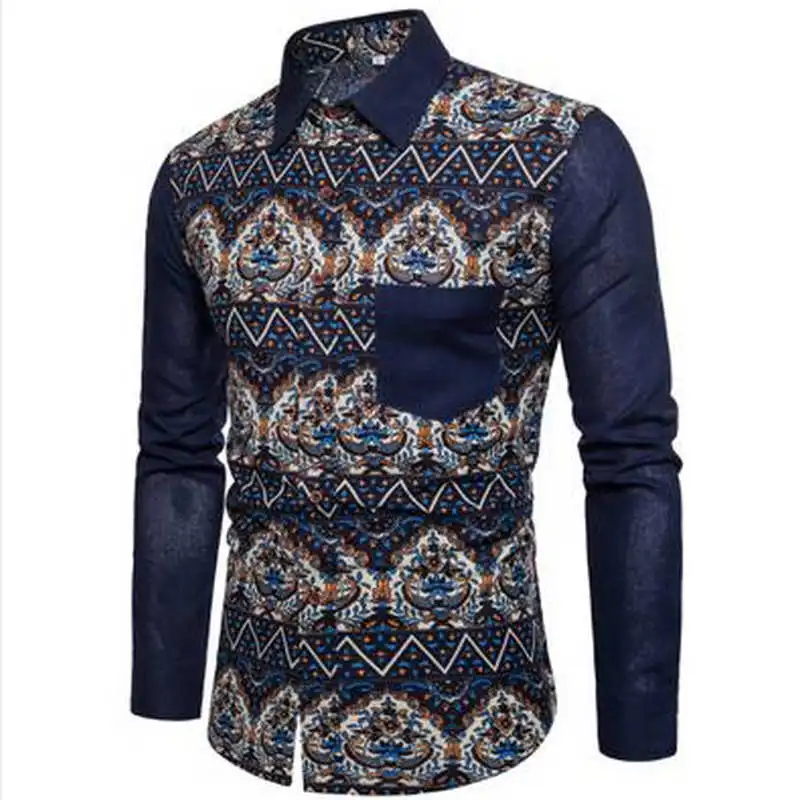 

2020 New Men Shirt Long Sleeve Fashion Floral Printing Male Shirts Brand Clothing Casual shirt Man camisa masculina M-5XL