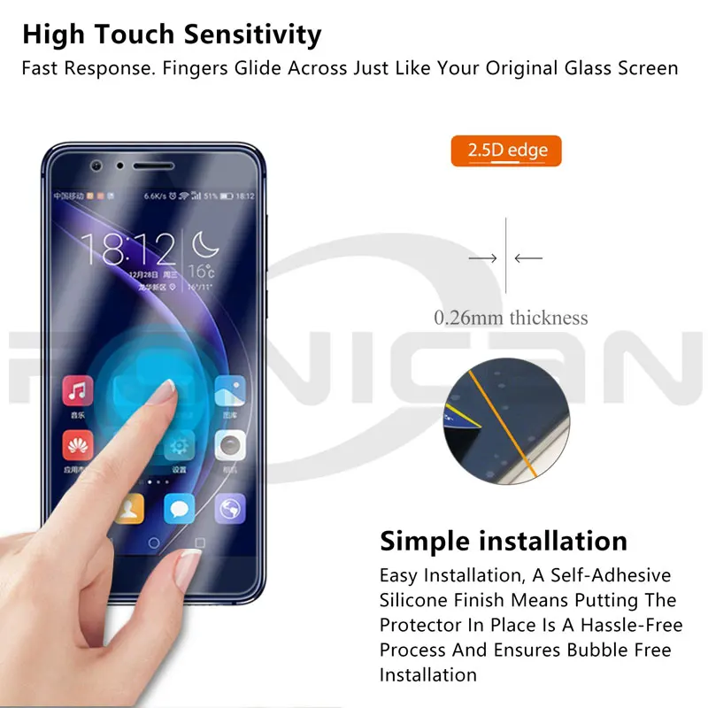 Защитное стекло RONICAN для экрана Huawei Honor 8 закаленное Стекло защитная