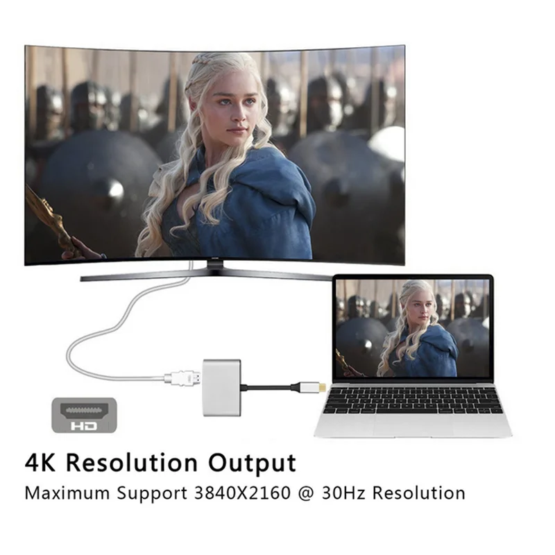 Адаптер для быстрой передачи данных USB C 3 1 HDMI VGA 4K с разрешением 2 в мобильного Macbook