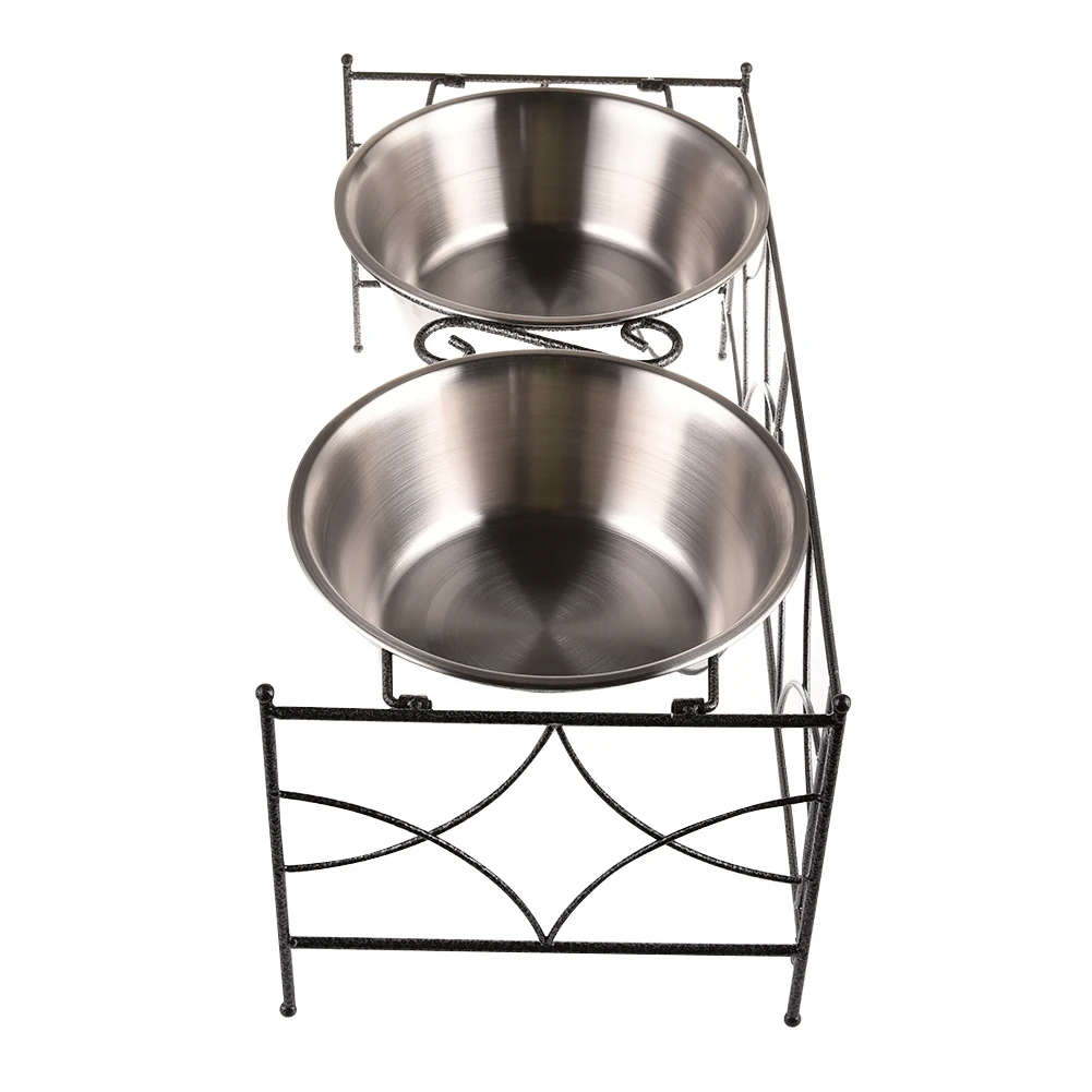 High quality Foldable Stainless Steel Double Bowls Travel Pet Dry Food Cat Bowl Outdoor Drinking Water Dog Dish Feeder Goods | Дом и сад