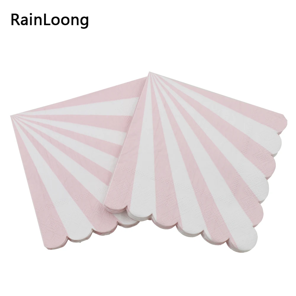 Фото [RainLoong] 3-Plys салфетка для напитков, розовая полосатая салфетка, салфетки для декупажа коктейль для украшения вечерние 25*25 см №2